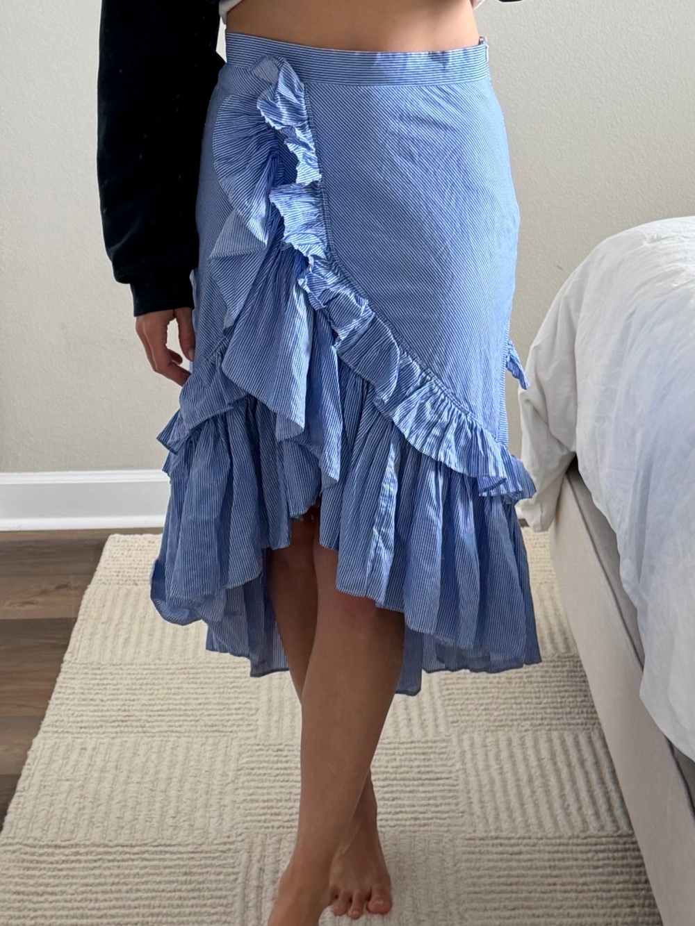 Chicwish Light Blue Ruffled High-Low Skirt